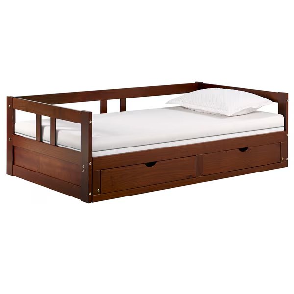 Melody Twin to King Extendable Day Bed with Storage, Chestnut, Alaterre Furniture, Mfr#: AJME1070